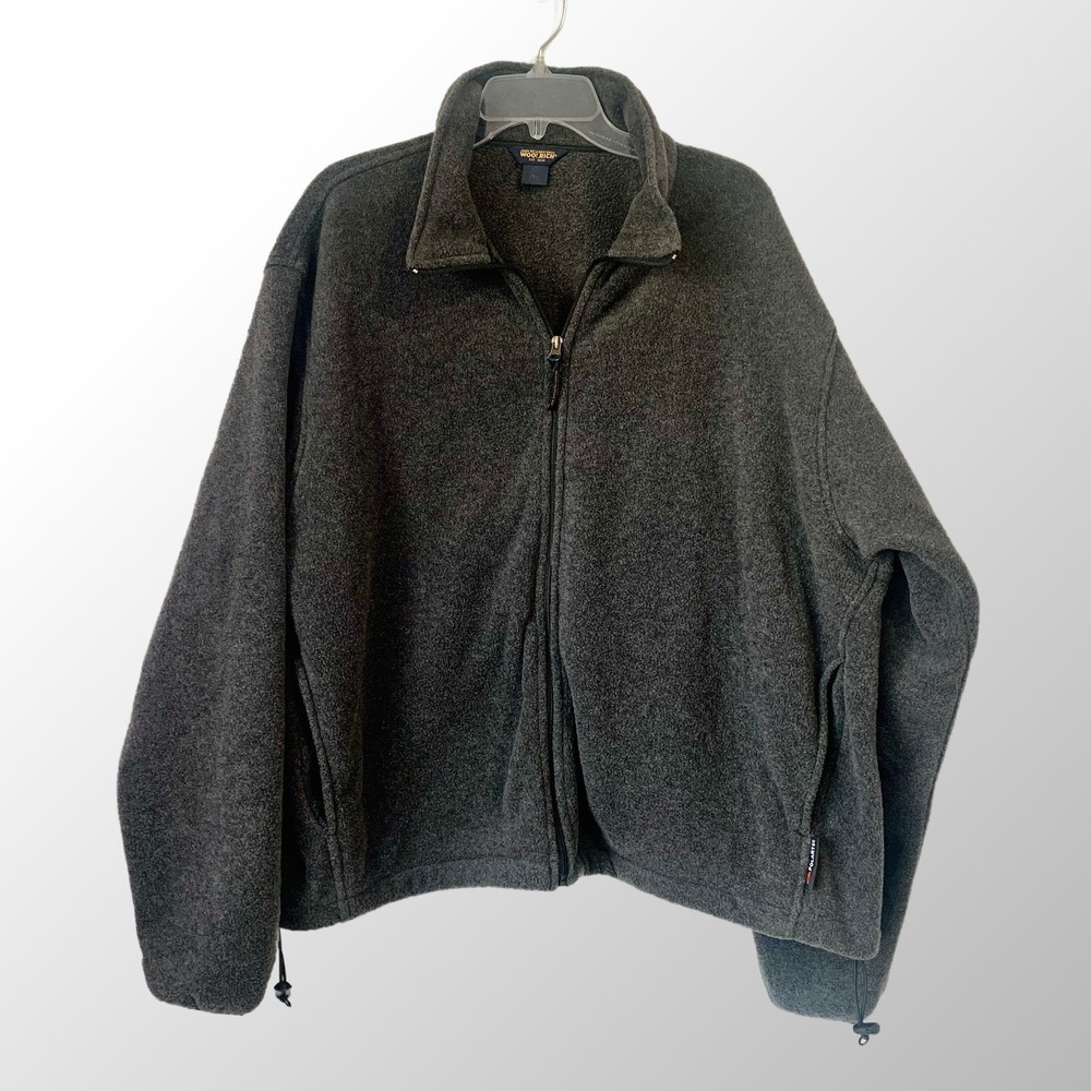 Woolrich Mens 2XL Jacket Full Zip Gray Fleece‎ Drawcord Hem